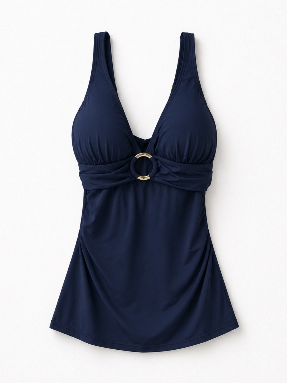 NWT Michael Kors Ring Front Tankini Top Swimwear (Only Top) Navy Blue Small